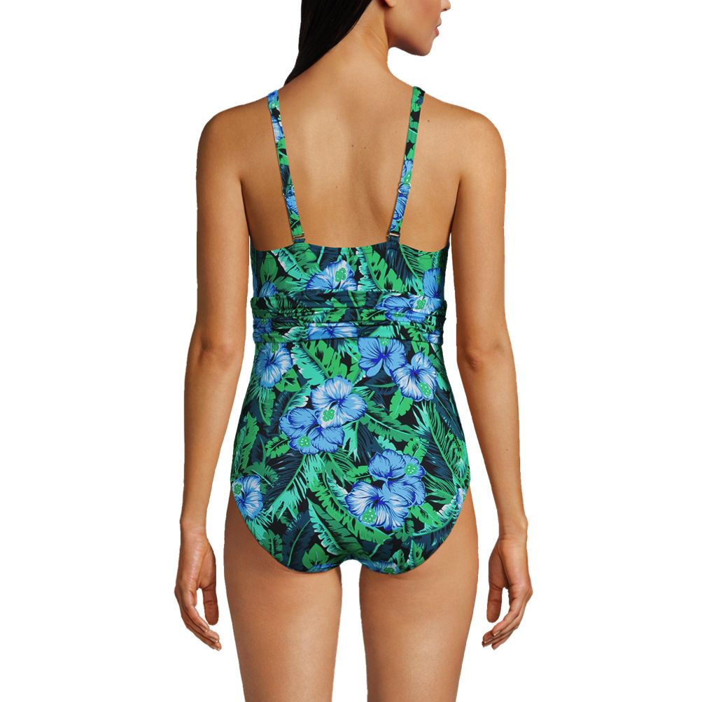 Women's Chlorine Resistant Plunge One Piece Swimsuit Convertible