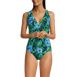 Women's Chlorine Resistant Plunge One Piece Swimsuit Convertible Straps, Front