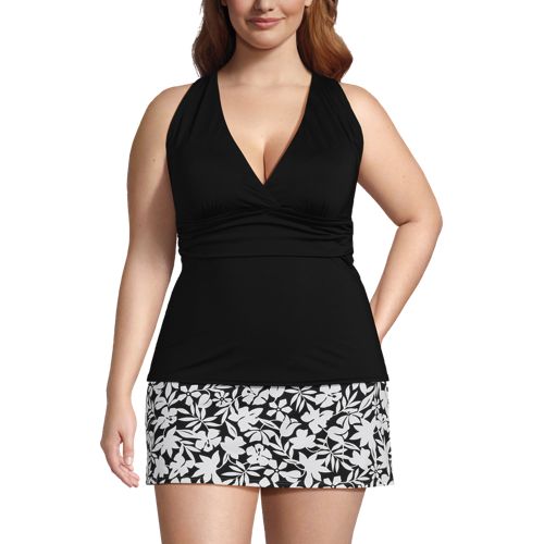 Plus Size V-Neck Blouson Ring Tankini Top Wishy Washy