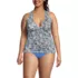 Women's Plus Size V-Neck Plunge X Back Tankini Top , Front