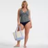 Women's Plus Size V-Neck Plunge X Back Tankini Top , alternative image