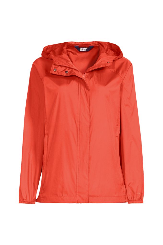 Lands' End Women's Petite Packable Water Resistant Upf 50 Windbreaker Jacket In Orange