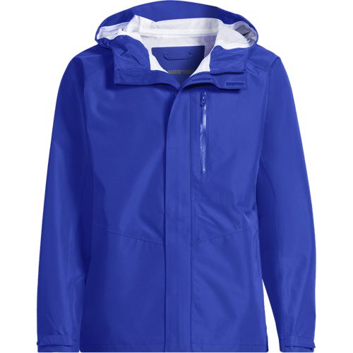 Packable Waterproof Rain Jacket, Men, size: XXL, regular, Blue, Polyester, by Lands' End