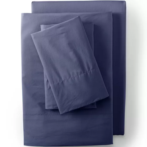 Essential Garment Washed Cotton Percale Bed Sheet Set - primary