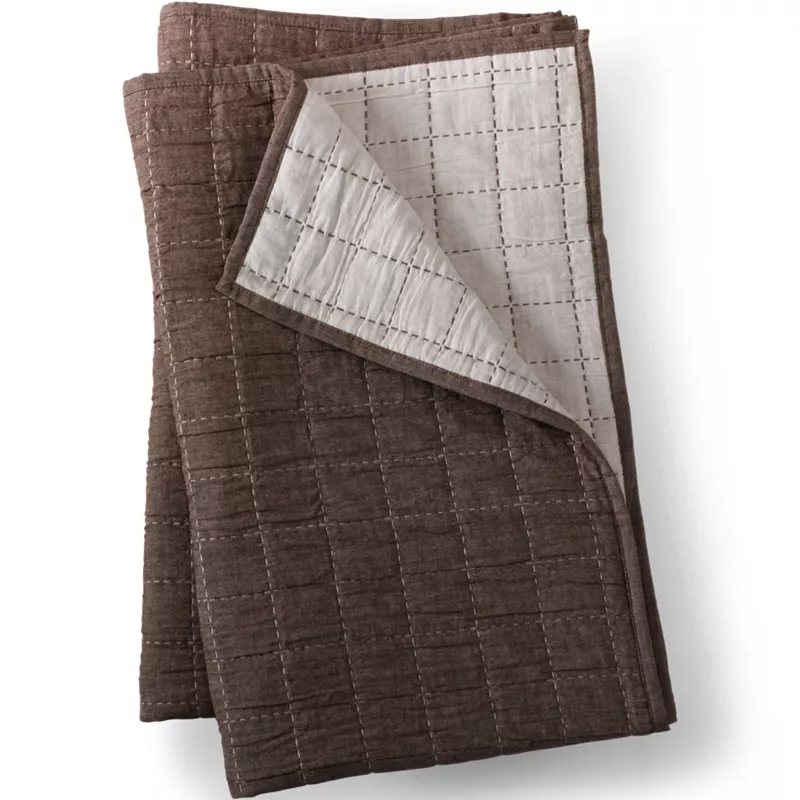 Essential Cotton Windowpane Reversible Bed Blanket, Front
