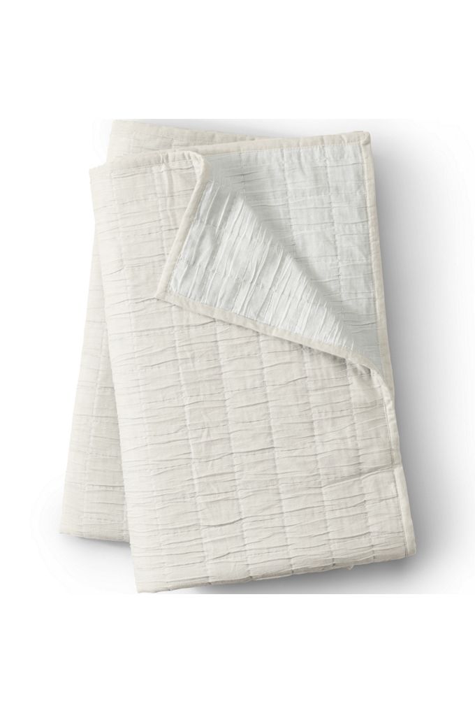 Lands' End Essential Cotton Windowpane Reversible Bed Blanket In Brown