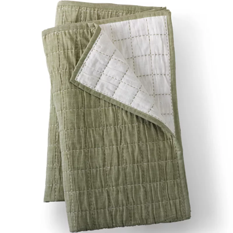 Essential Cotton Windowpane Reversible Bed Blanket, Front