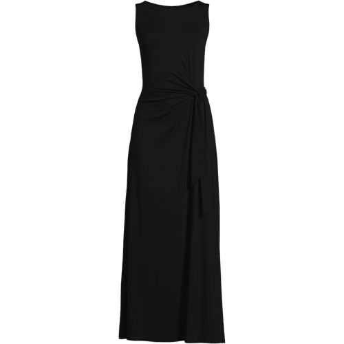 Women's Sleeveless Tie Waist Maxi Dress, Black