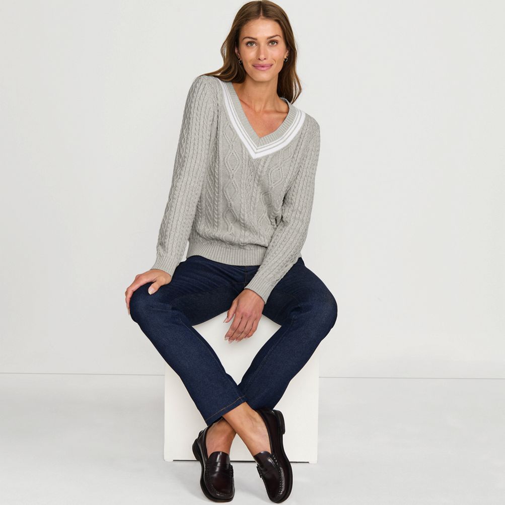 売れ筋商品|||ランズエンド ニット&セーター アウター レディース Women's Drifter Cable Turtleneck Sweater Gray heather Women's Drifter Cable Turtleneck Sweater | Lands' End