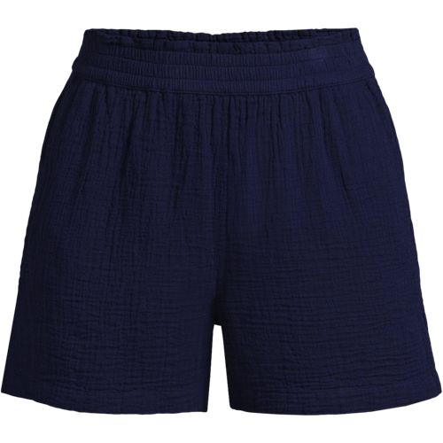 Pull-on Cheesecloth Shorts, Women, size: 10-12, regular, Blue, Cotton, by Lands’ End