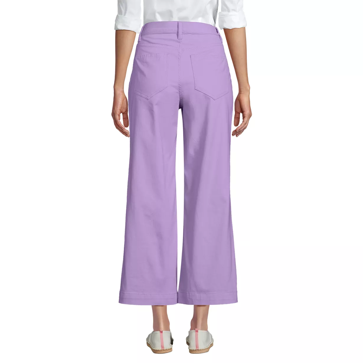 Women's High Rise Patch Pocket Wide Leg Chino Crop Pants