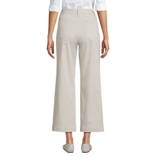 Women's High Rise Patch Pocket Wide Leg Chino Crop Pants, Back