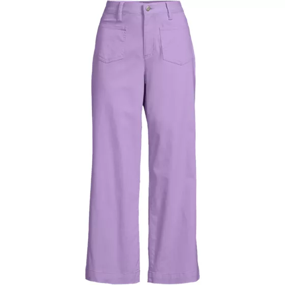 Women's High Rise Patch Pocket Wide Leg Chino Crop Pants - primary