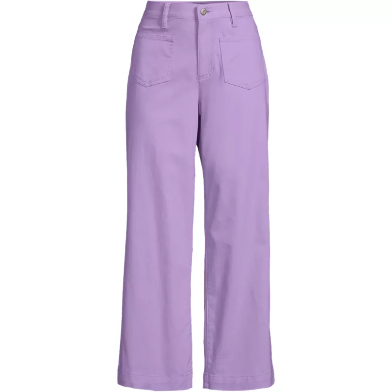 Women's High Rise Patch Pocket Wide Leg Chino Crop Pants, Front