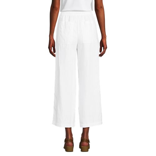 Women's High Rise Drawstring Linen Wide Leg Crop Pants - image 4