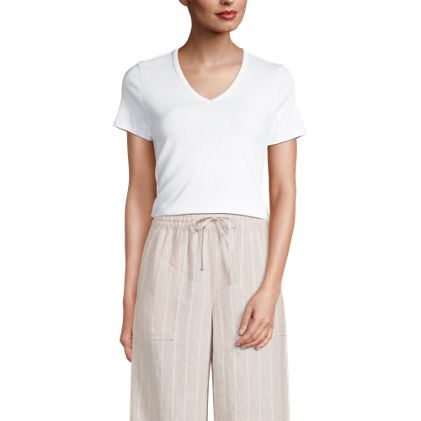 Women's Petite High Rise Drawstring Linen Wide Leg Crop Pants - image 4