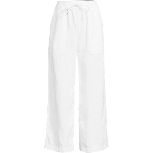 Women's High Rise Drawstring Linen Wide Leg Crop Pants - image 2