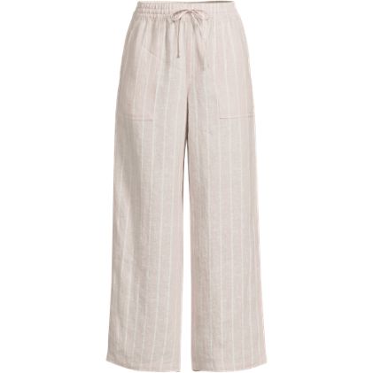Women's Petite High Rise Drawstring Linen Wide Leg Crop Pants - image 3