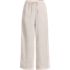 Women's Plus Size High Rise Drawstring Linen Wide Leg Crop Pants, Front