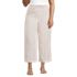 Women's Plus Size High Rise Drawstring Linen Wide Leg Crop Pants, Front