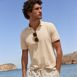 Men's Short Sleeve Textured Johnny Collar Polo, alternative image