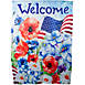 Northlight 28" x 40" Welcome Patriotic Floral Outdoor House Flag, alternative image