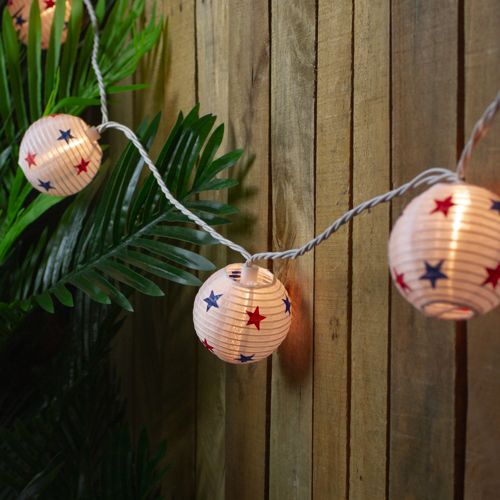 Marrakesh Lantern with String Lights, Red