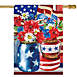 Northlight 28" x 40" Patriotic Americana Floral Bouquet Outdoor House Flag, alternative image