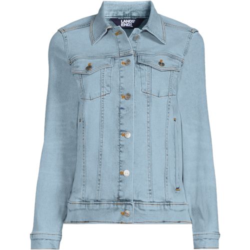 Denim Trucker Jacket, Women, size: 3X, plus, Blue, Cotton/Spandex/Polyester, by Lands' End
