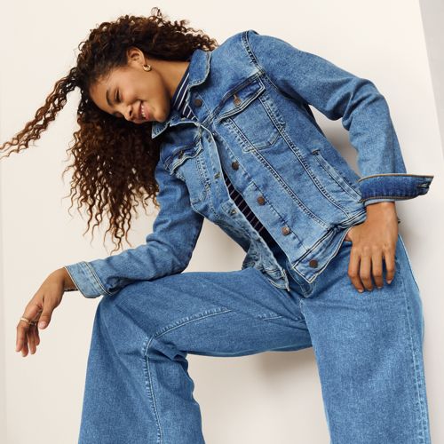 Women s Denim Trucker Jacket Lands End