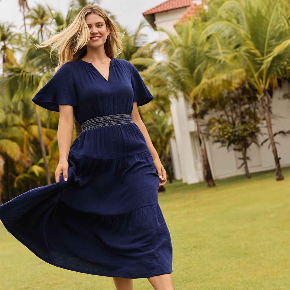 Women s Gauze Tiered Maxi Dress Lands End