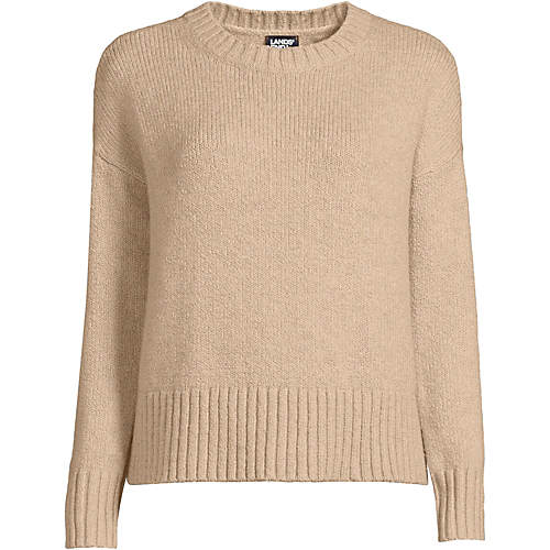 Women's Boucle Easy Fit Crew Neck Sweater - Secondary
