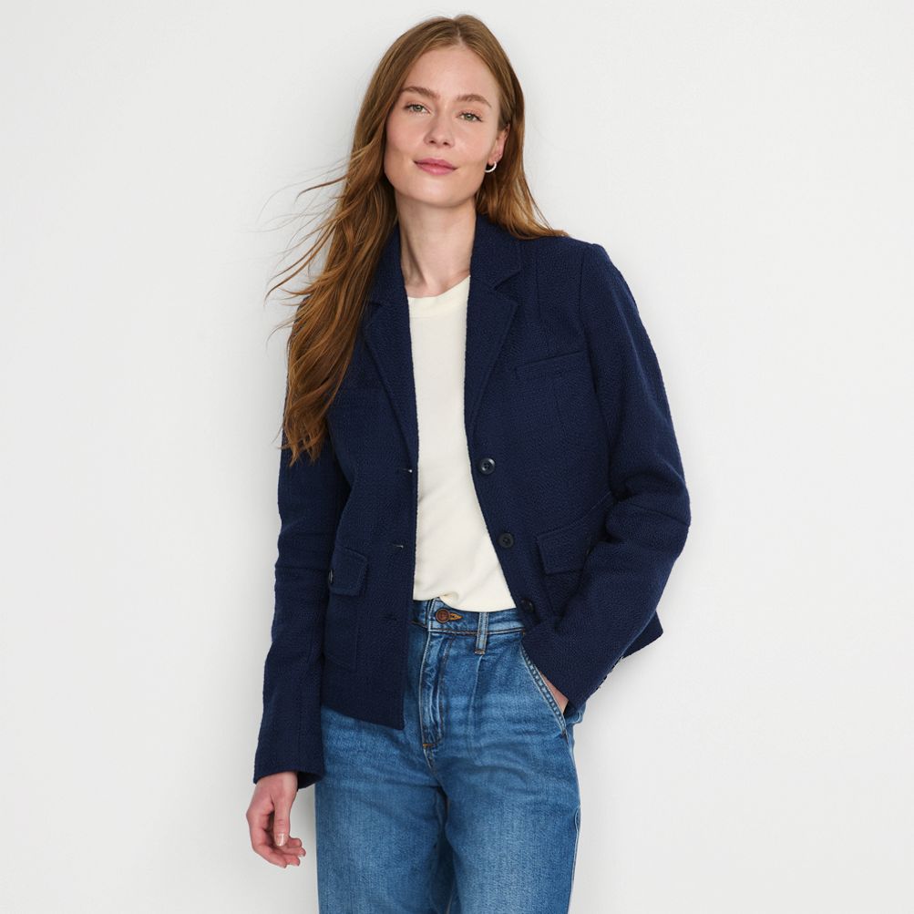 Ladies navy 2024 linen blazer