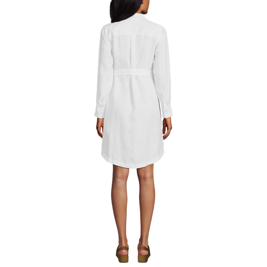 Women's Long Sleeve Linen Shirt Dress view 3