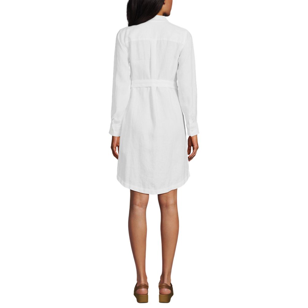 knee length dresses for ladies Long Linen Shirt Dress - Light Blue main image 1