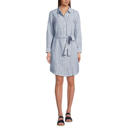 Women's Long Sleeve Linen Shirt Dress - image 2