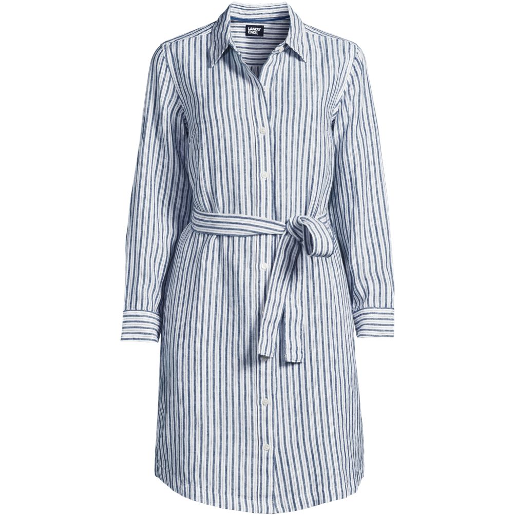 Women's Long Sleeve Linen Shirt Dress | Lands' End