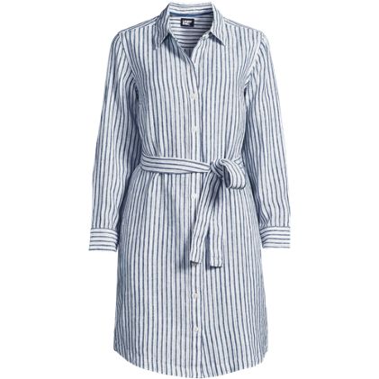 Women's Long Sleeve Linen Shirt Dress - image 1