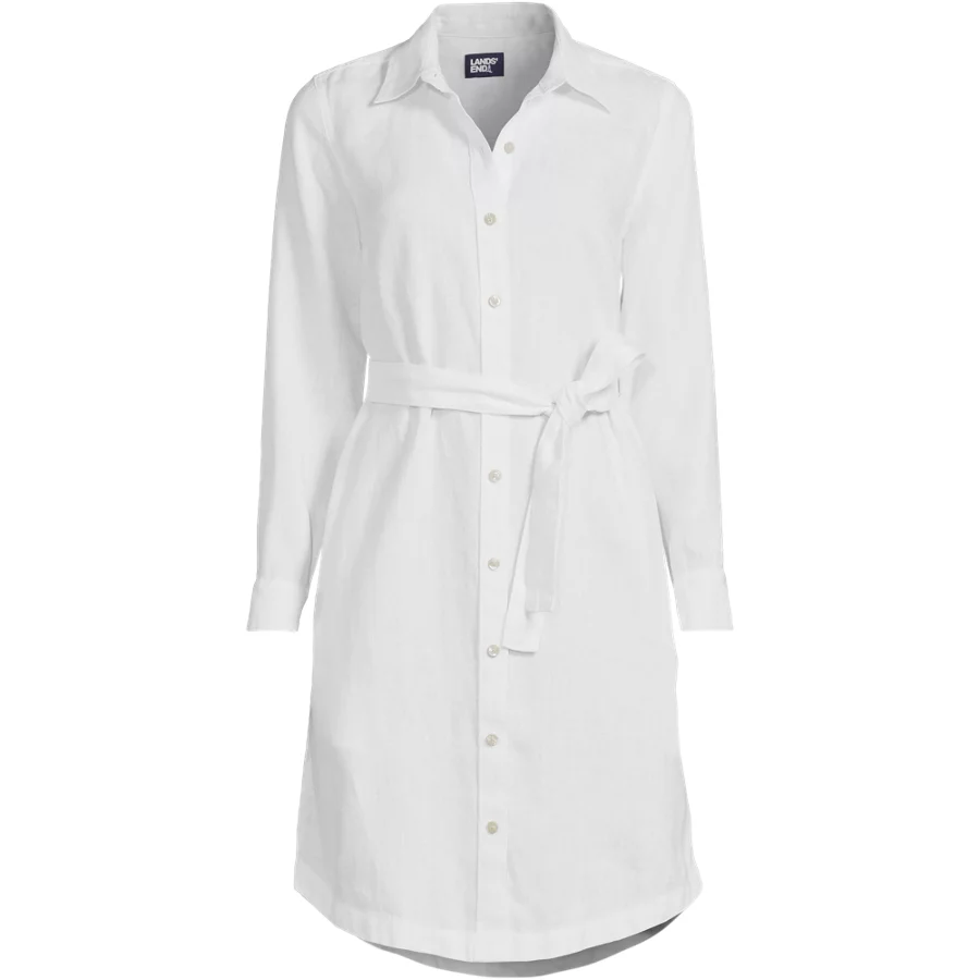 Women's Long Sleeve Linen Shirt Dress view 5