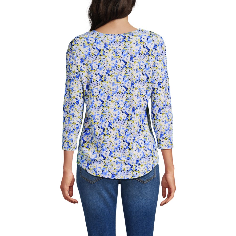 Women's 3/4 Sleeve Lightweight Jersey Shirttail Tee | Lands' End