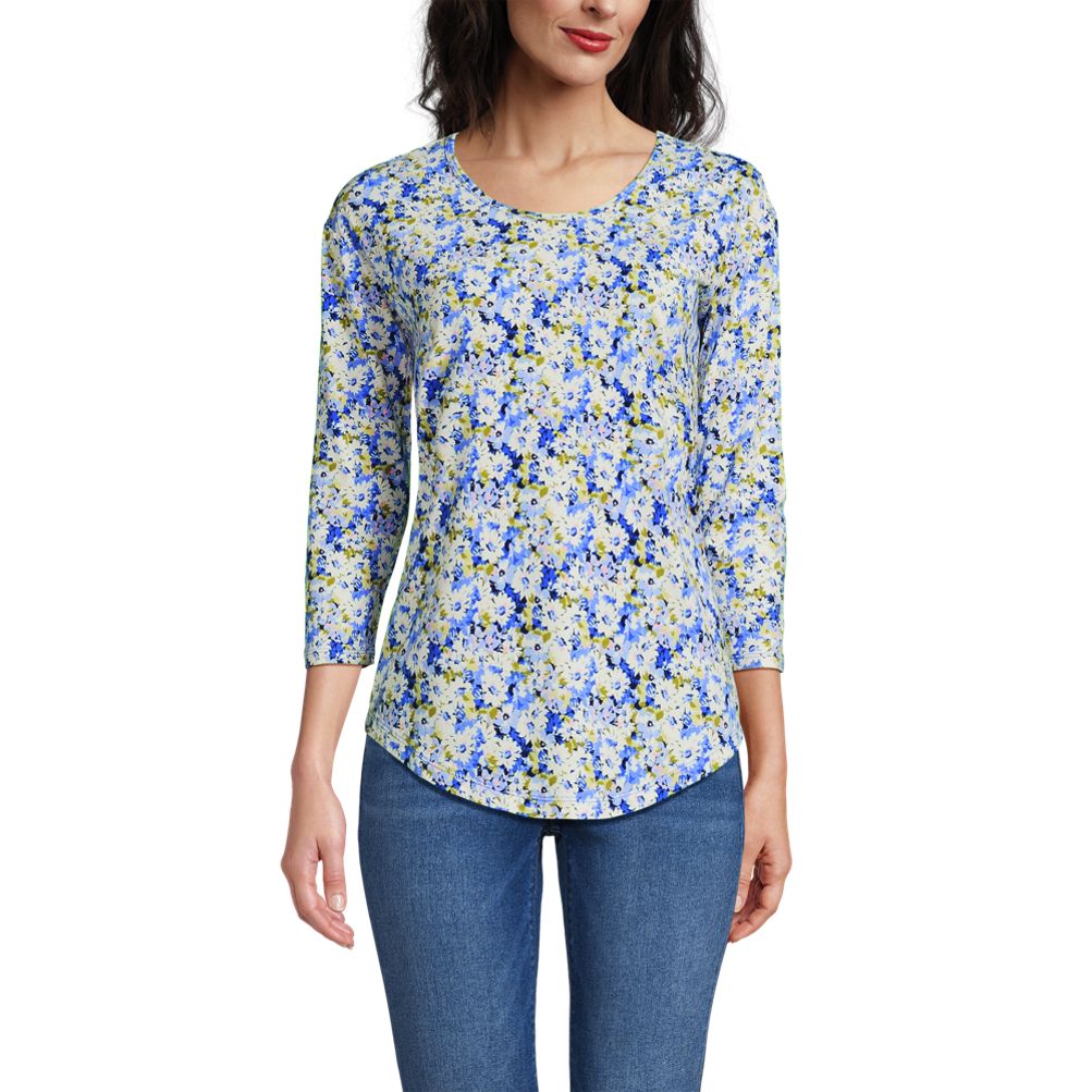 売れ筋商品|||ランズエンド カットソー トップス レディース Plus Size Long Sleeve Lightweight Jersey Crew Neck Top Light cornflower Lands' End Women's Plus Size Lightweight Jersey Skimming