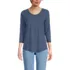 Women's Petite 3/4 Sleeve Lightweight Jersey Shirttail Tee, Front