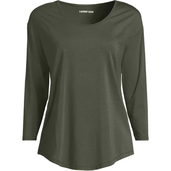 Women's 3/4 Sleeve Lightweight Jersey Shirttail Tee - primary