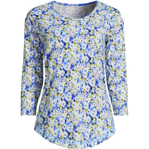 Women's 3/4 Sleeve Lightweight Jersey Shirttail Tee, Front
