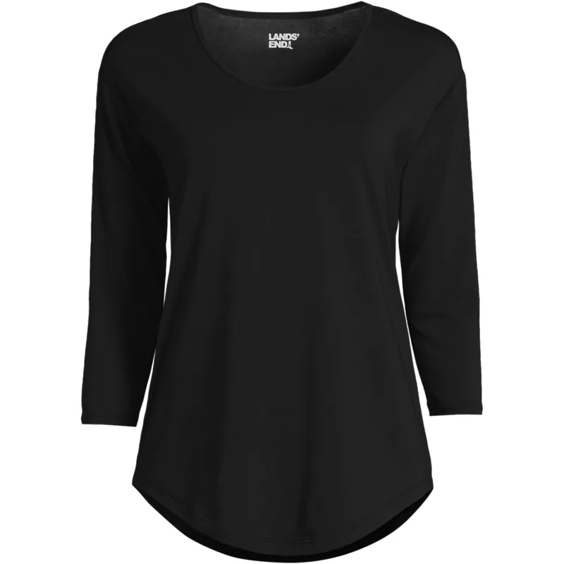 Women's 3/4 Sleeve Lightweight Jersey Shirttail Tee, Front