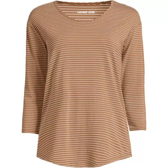 Women's 3/4 Sleeve Lightweight Jersey Shirttail Tee - primary