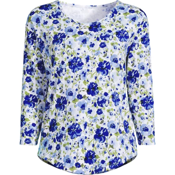 Women's 3/4 Sleeve Lightweight Jersey Shirttail Tee - primary