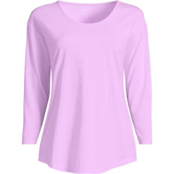 Women's 3/4 Sleeve Lightweight Jersey Shirttail Tee - primary