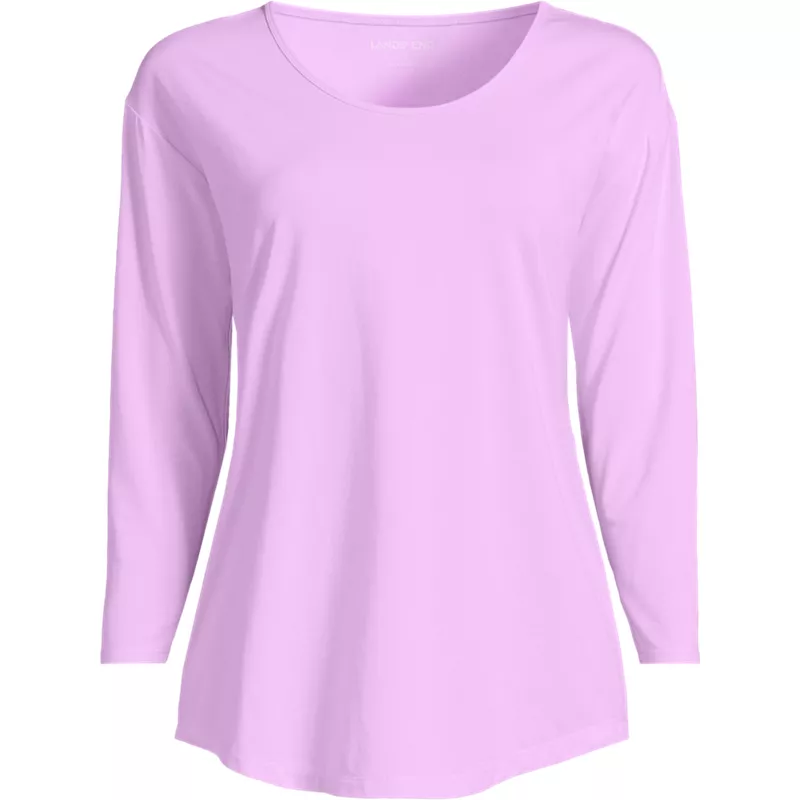 Women's 3/4 Sleeve Lightweight Jersey Shirttail Tee, Front