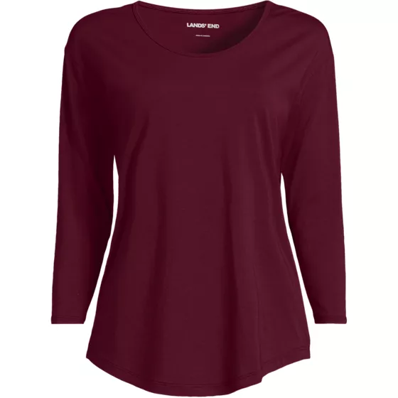 Women's Petite 3/4 Sleeve Lightweight Jersey Shirttail Tee - primary